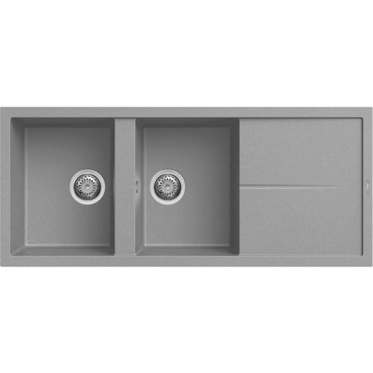 ELLECI UNICO 500 LGU50048 Lavello 2 Vasche Granitek Sopratop Reversibile Cemento cm 116 x 50