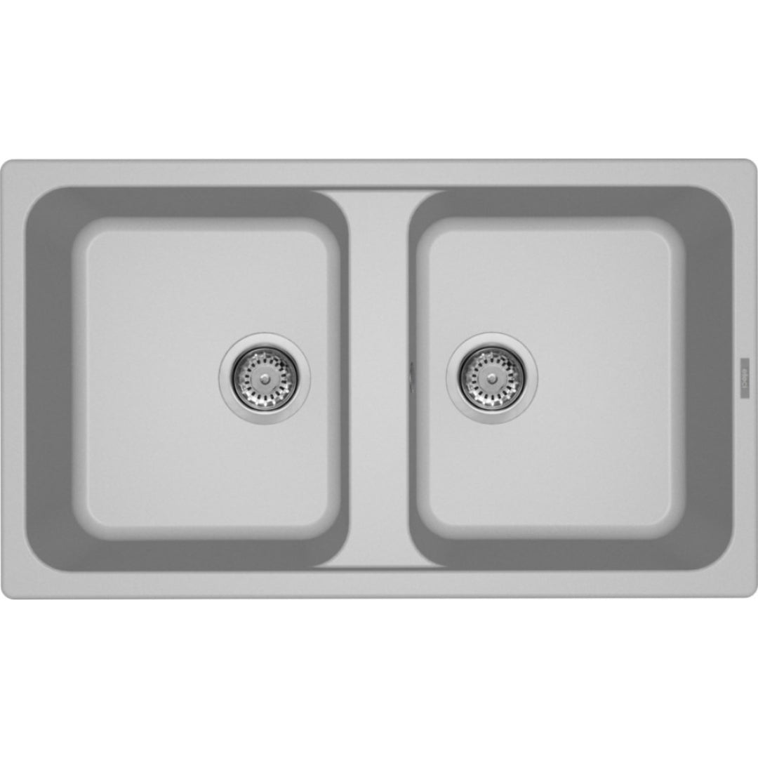 ELLECI LM245079 LIFE 450 Lavello 2 Vasche Incasso Sopratop Granitek Aluminium M79 cm. 86x50