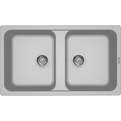 ELLECI LM245079 LIFE 450 Lavello 2 Vasche Incasso Sopratop Granitek Aluminium M79 cm. 86x50
