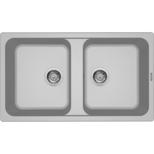 ELLECI LM245079 LIFE 450 Lavello 2 Vasche Incasso Sopratop Granitek Aluminium M79 cm. 86x50