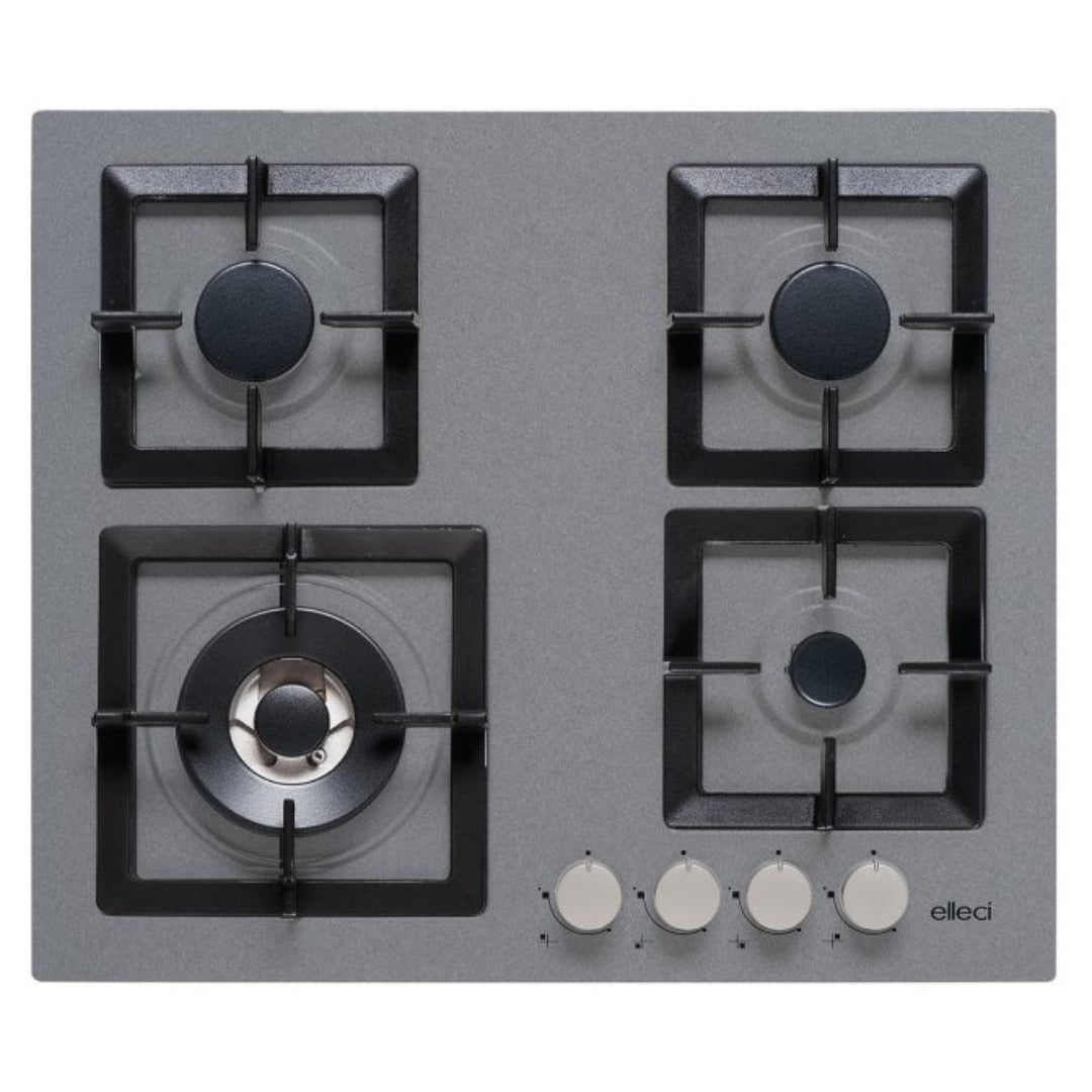 ELLECI PLANO 60 PMSP60173WS Piano Cottura 4 Fuochi a Gas Griglie Ghisa Titanium K73