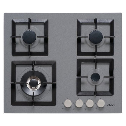 ELLECI PLANO 60 PMSP60173WS Piano Cottura 4 Fuochi a Gas Griglie Ghisa Titanium K73
