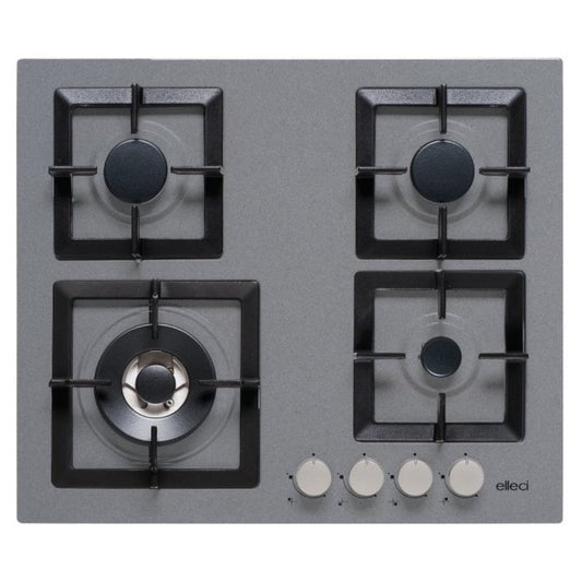 ELLECI PLANO 60 PMSP60173WS Piano Cottura 4 Fuochi a Gas Griglie Ghisa Titanium K73