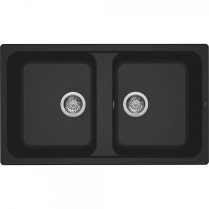 ELLECI LIFE 450 LG245040 Lavello 2 Vasche Incasso Sopratop Granitek Nero G40 cm. 86x50