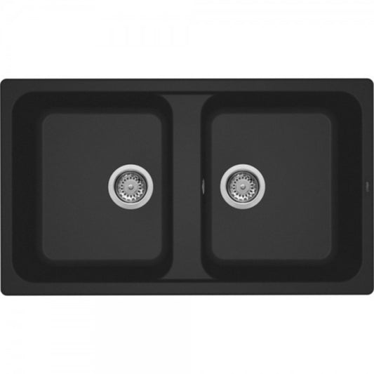 ELLECI LIFE 450 LG245040 Lavello 2 Vasche Incasso Sopratop Granitek Nero G40 cm. 86x50
