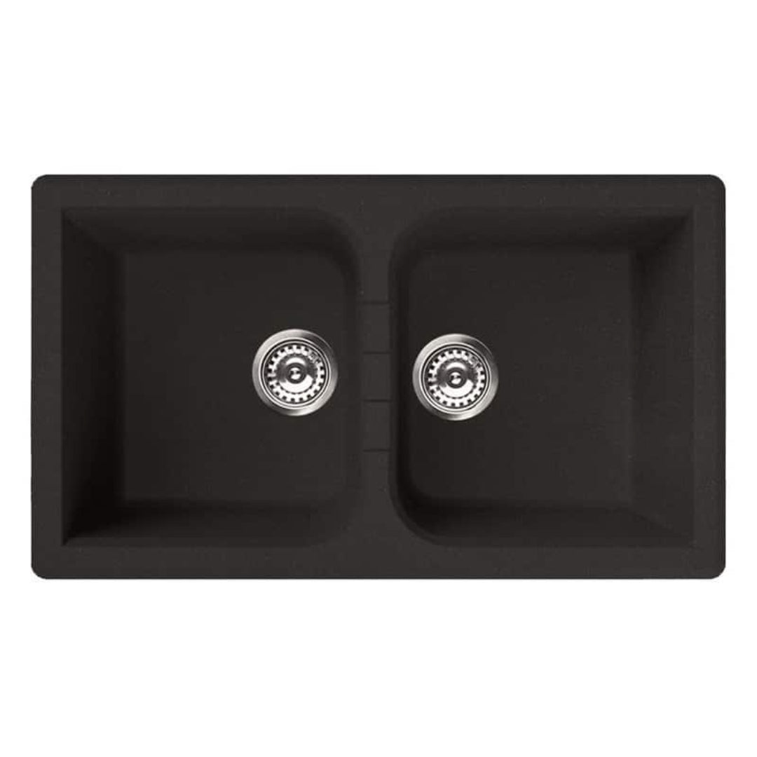 ELLECI VENICE450 LGN45040 Lavello 2 Vasche Sopratop Granitek Nero G40 cm. 86x50