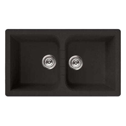 ELLECI VENICE450 LGN45040 Lavello 2 Vasche Sopratop Granitek Nero G40 cm. 86x50