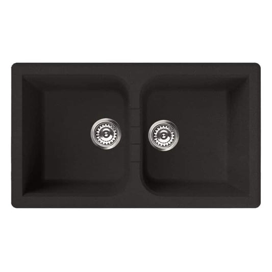 ELLECI VENICE450 LGN45040 Lavello 2 Vasche Sopratop Granitek Nero G40 cm. 86x50