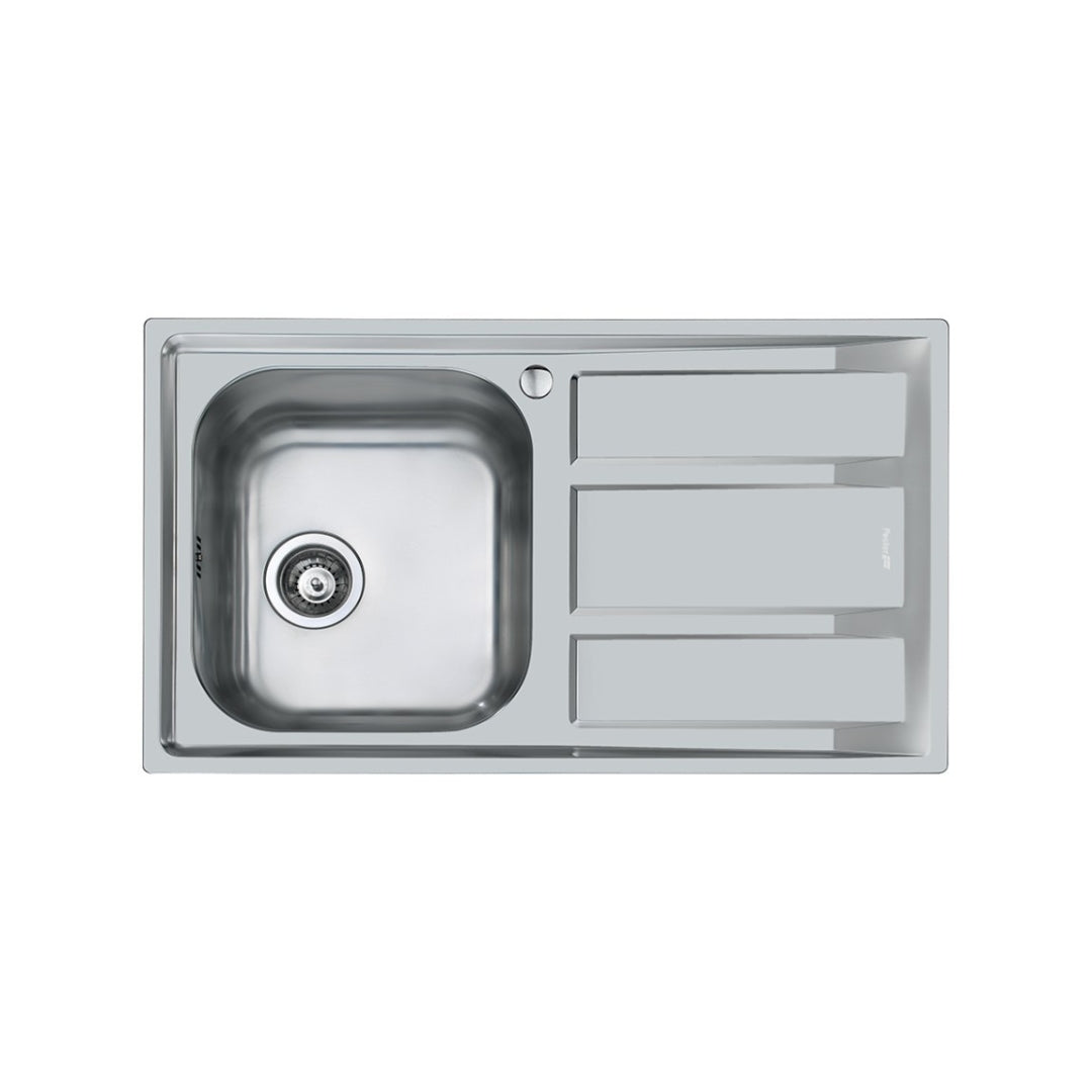 FOSTER S.MARINE 1975962 Lavello Cucina 1 Vasca a Sinistra Acciaio Inox Spazzolato Gocciolatoio a Destra cm. 86 x 50