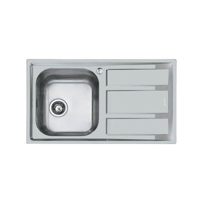 FOSTER S.MARINE 1975962 Lavello Cucina 1 Vasca a Sinistra Acciaio Inox Spazzolato Gocciolatoio a Destra cm. 86 x 50