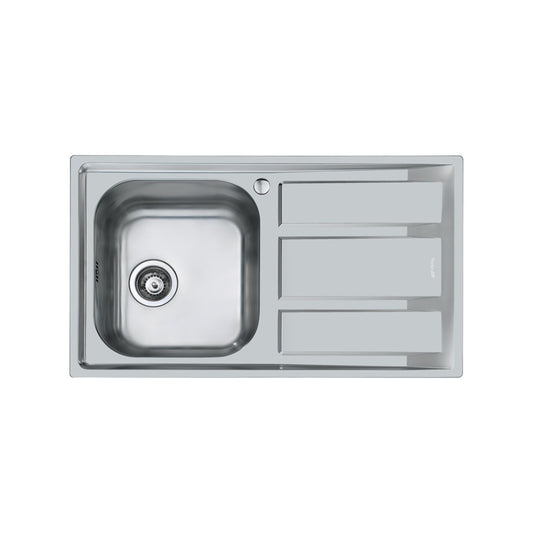 FOSTER S.MARINE 1975962 Lavello Cucina 1 Vasca a Sinistra Acciaio Inox Spazzolato Gocciolatoio a Destra cm. 86 x 50