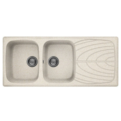 ELLECI MASTER 500 LGM50051 Lavello Cucina 2 Vasche Gocciolatoio Reversibile Incasso Sopratop Granitek Avena 51 cm. 116 x 50