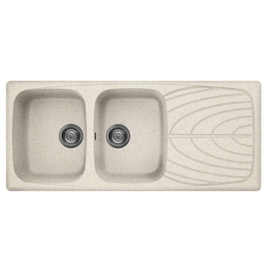 ELLECI MASTER 500 LGM50051 Lavello Cucina 2 Vasche Gocciolatoio Reversibile Incasso Sopratop Granitek Avena 51 cm. 116 x 50