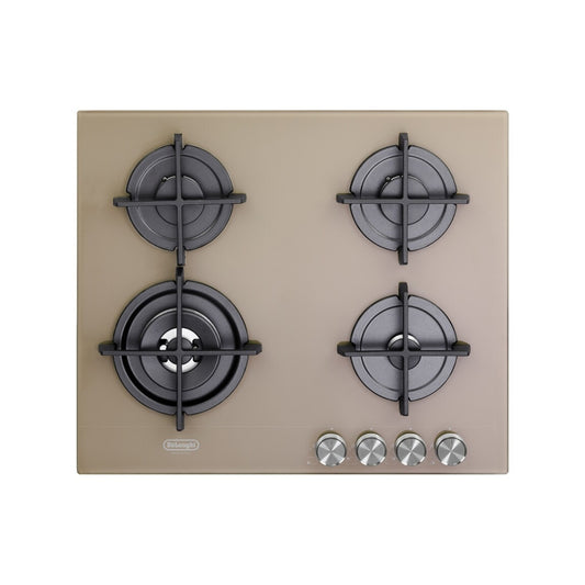 DE LONGHI NSL460T Piano Cottura Vetro a Gas 4 Fuochi Tortora cm. 60 x 50