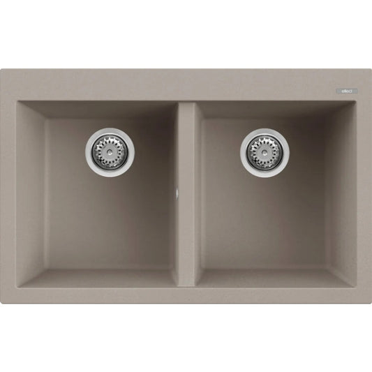 ELLECI QUADRA 350 LGQ35043 Lavello Cucina 2 Vasche Granitek Tortora cm. 79 x 50