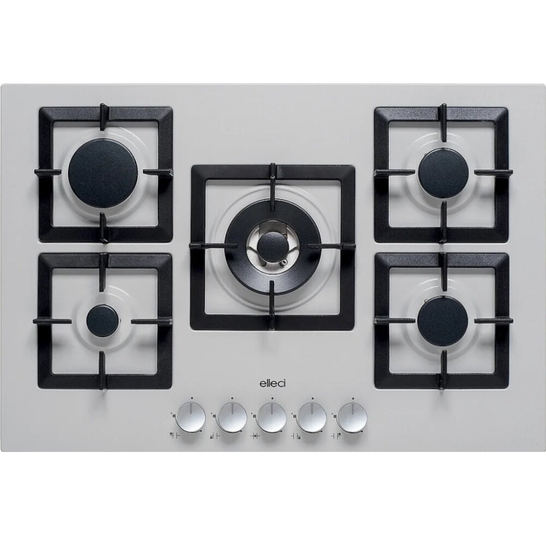 ELLECI PLANO 75 PMSP75179CS Piano Cottura Incasso a Gas 5 Fuochi Griglie in Ghisa Aluminum cm. 75 x 51