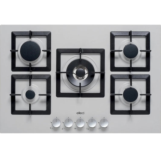 ELLECI PLANO 75 PMSP75179CS Piano Cottura Incasso a Gas 5 Fuochi Griglie in Ghisa Aluminum cm. 75 x 51