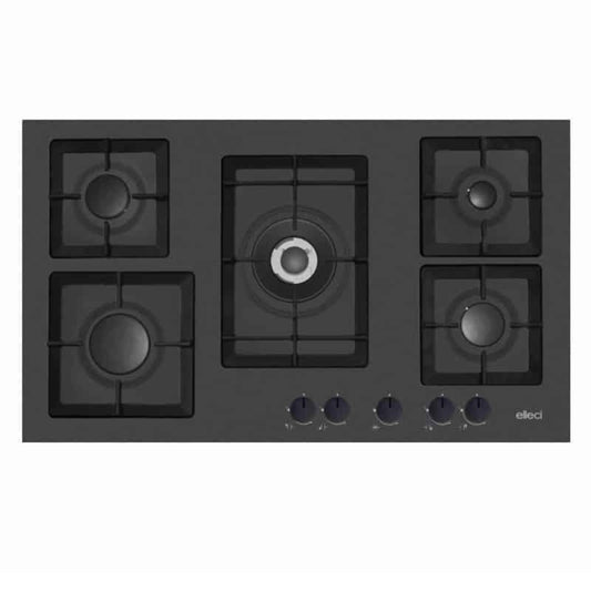 ELLECI PLANO 90 PGSP90140CS Piano Cottura 5 Fuochi con Tripla Corona Nero G40 cm. 90 x 51