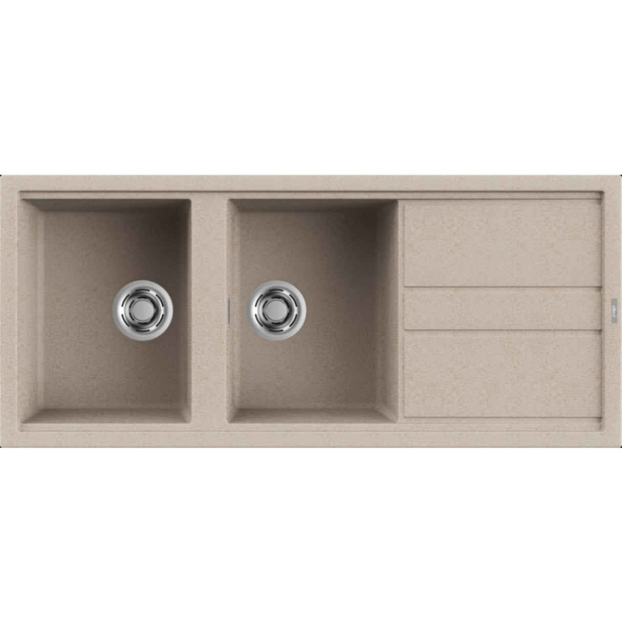 ELLECI BEST 500 LGB50051 Lavello 2 Vasche Gocciolatoio Reversibile Granitek Avena 51 cm. 116x50