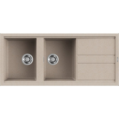 ELLECI BEST 500 LGB50051 Lavello 2 Vasche Gocciolatoio Reversibile Granitek Avena 51 cm. 116x50