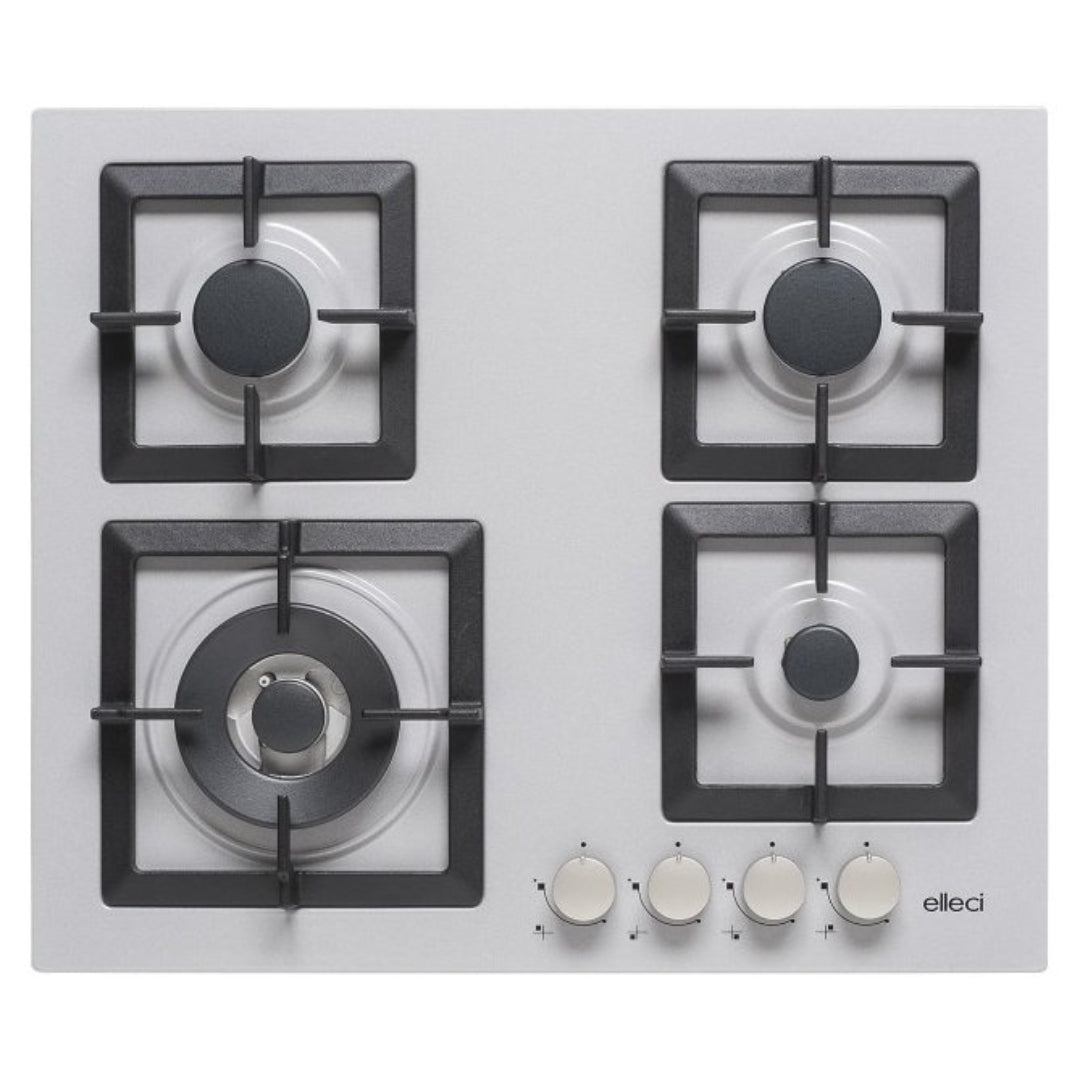 ELLECI PLANO 60 PMSP60179WS Piano Cottura 4 Fuochi a Gas Incasso Griglie in Ghiisa Aluminium M79 cm. 60 x  51