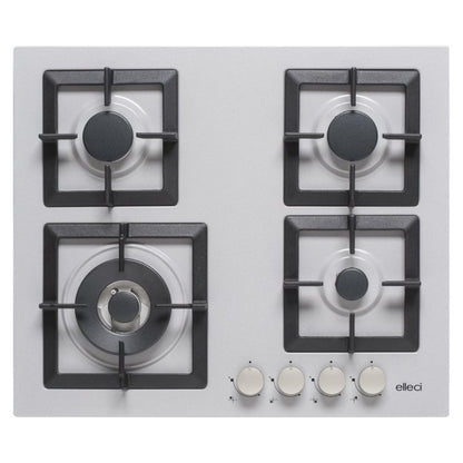 ELLECI PLANO 60 PMSP60179WS Piano Cottura 4 Fuochi a Gas Incasso Griglie in Ghiisa Aluminium M79 cm. 60 x  51