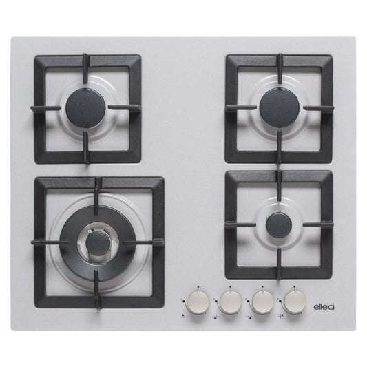 ELLECI PLANO 60 PMSP60179WS Piano Cottura 4 Fuochi a Gas Incasso Griglie in Ghiisa Aluminium M79 cm. 60 x  51