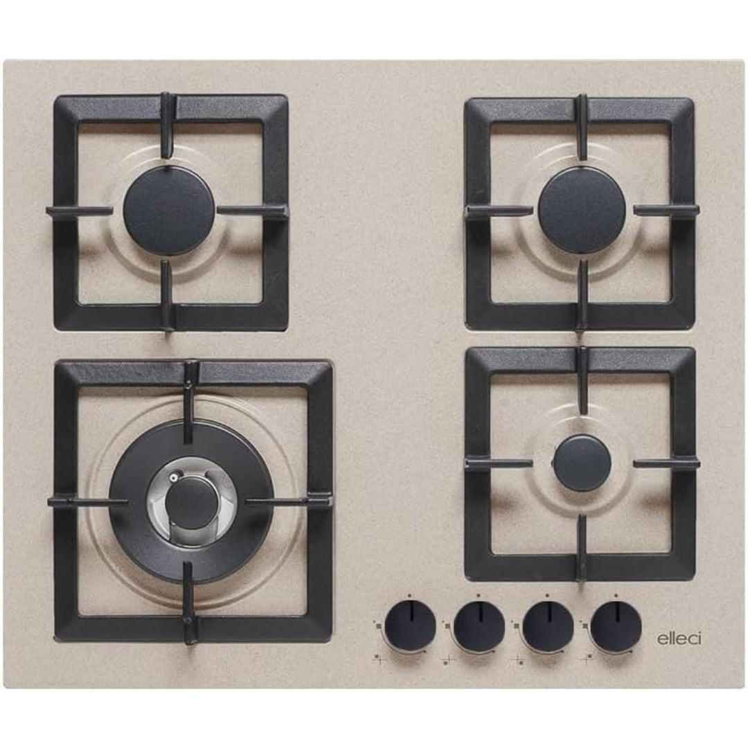 ELLECI PLANO 60  PGSP60151WS Piano Cottura Gas Incasso 4 Fuochi Griglie Ghisa Avena G51 cm. 60 x 51