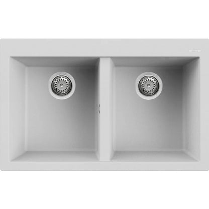 ELLECI QUADRA LGQ35068 Lavello 2 Vasche Sopratop Granitek Bianco Titano G68 cm. 79 x 50