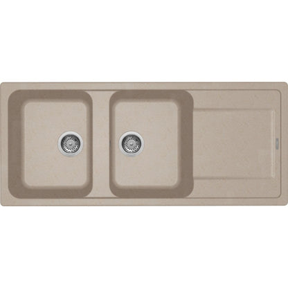 ELLECI LIFE 500 LG250051 Lavello 2 Vasche Incasso Sopratop Gocciolatoio Reversibile Avena 51 cm. 116 x 50