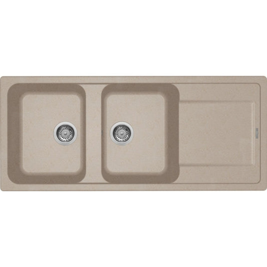 ELLECI LIFE 500 LG250051 Lavello 2 Vasche Incasso Sopratop Gocciolatoio Reversibile Avena 51 cm. 116 x 50
