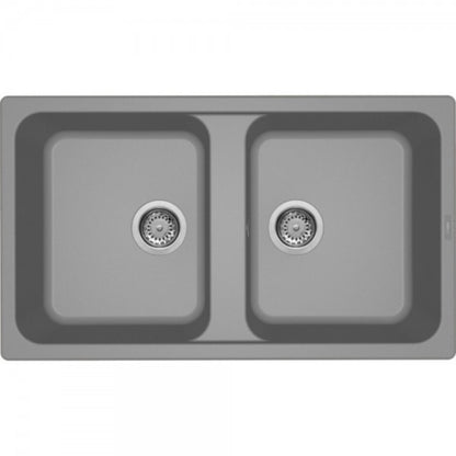ELLECI LIFE 450 LG245048 Lavello Cucina 2 Vasche Reversibili Cemento G48 Granitek Sopratop cm. 86x50