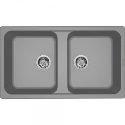 ELLECI LIFE 450 LG245048 Lavello Cucina 2 Vasche Reversibili Cemento G48 Granitek Sopratop cm. 86x50
