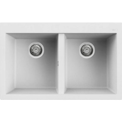 ELLECI QUADRA LKQ35096 Lavello Incasso 2 Vasche Sopratop Keratek Bianco Kera K96 cm. 79 x 50