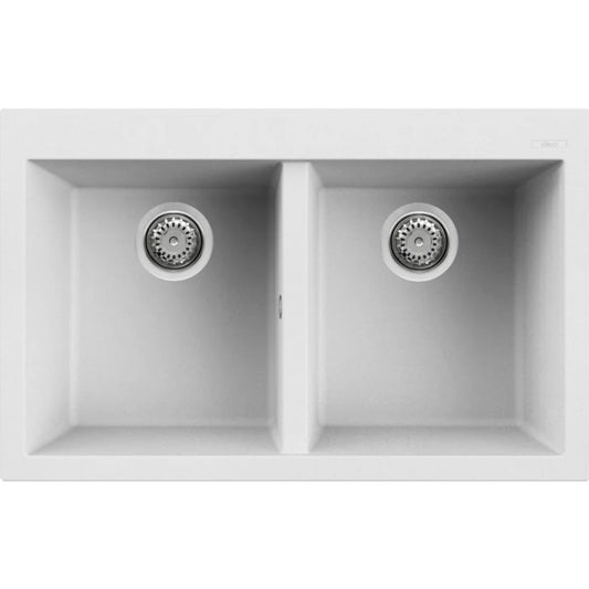 ELLECI QUADRA LKQ35096 Lavello Incasso 2 Vasche Sopratop Keratek Bianco Kera K96 cm. 79 x 50