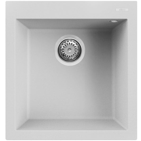 ELLECI QUADRA 102 LGQ10268 Lavello Cucina 1 Vasca Sopratop Granitek Bianco cm 47 x 50