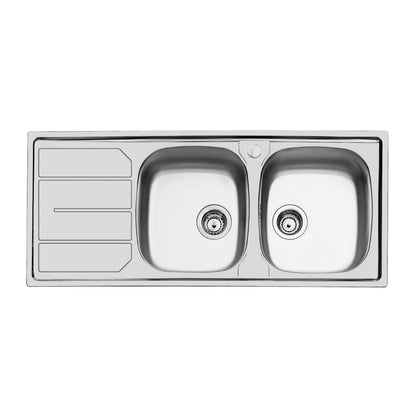 Foster 1812161 S1000 Lavello Cucina Incasso Standard Sopratop Acciaio Inox 2 Vasche con Gocciolatoio cm. 116 x 50