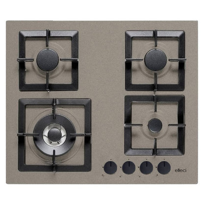 ELLECI PLANO 60 PGSP60143WS Piano Cottura Gas 4 Fuochi Griglie in Ghisa Tortora G43 cm. 60 x 51