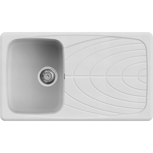 ELLECI MASTER 400 LGM40068 Lavello 1 Vasca Gocciolatoio Reversibile Incasso Sopratop Granitek Bianco Titano cm. 86 x 50