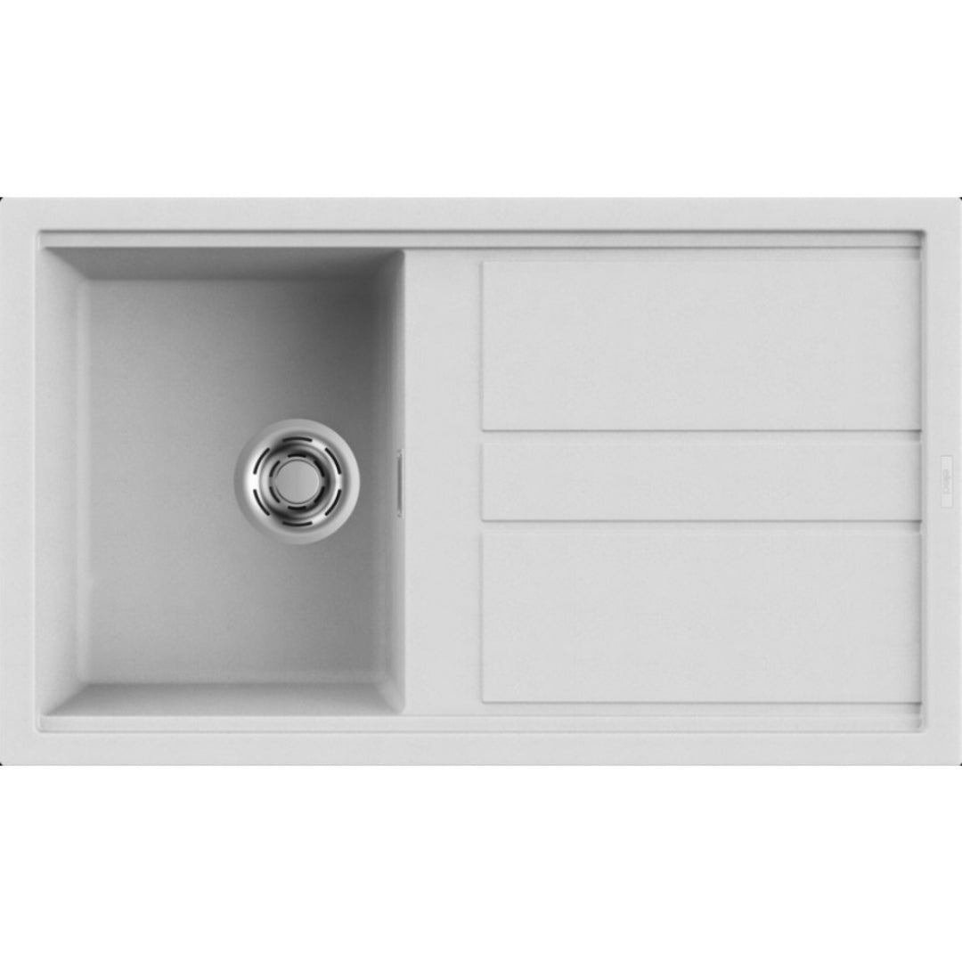 ELLECI BEST 400 LGB40068 Lavello Incasso Cucina 1 Vasca Gocciolatoio Bianco Titano G68 cm. 86x51