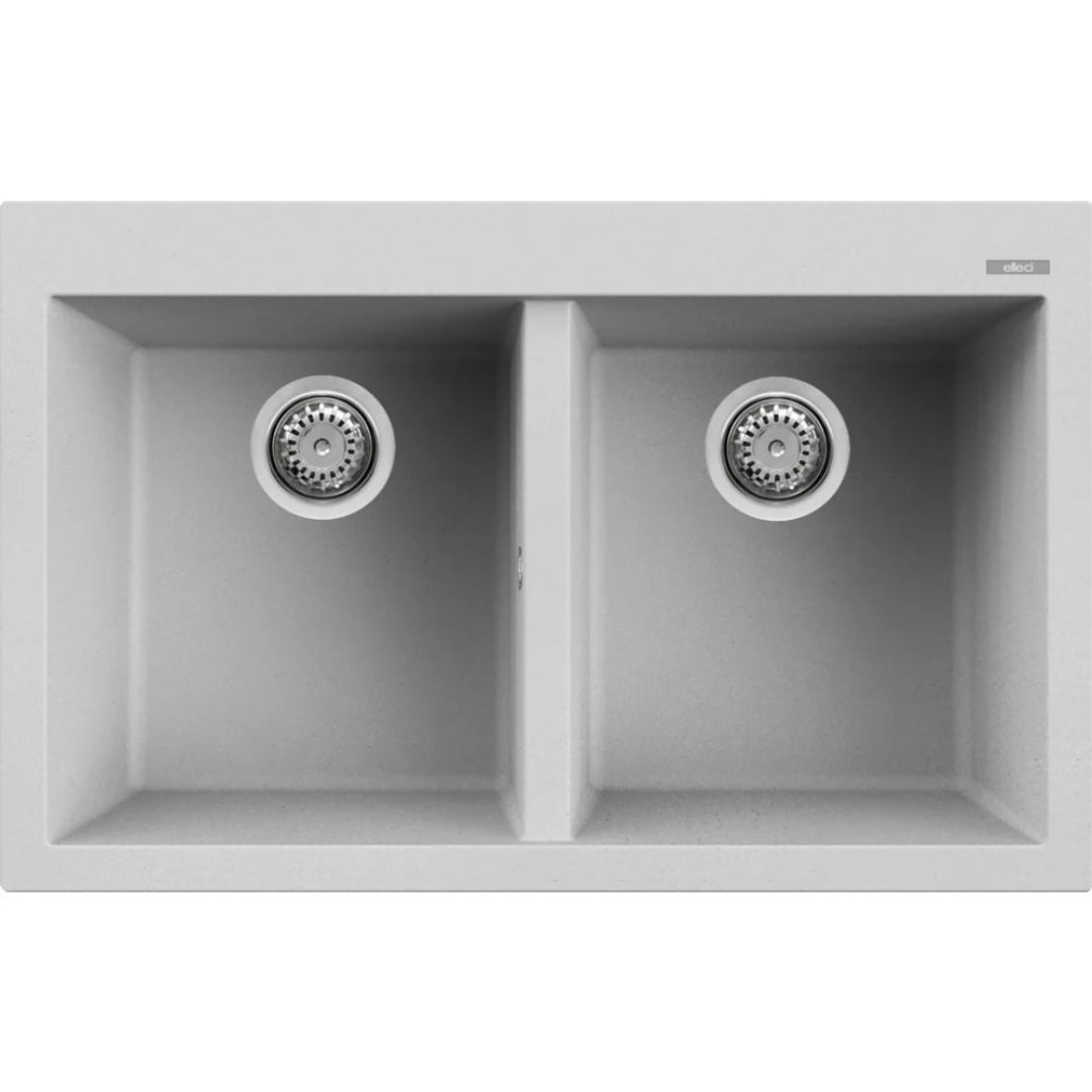 ELLECI QUADRA 350 LMQ35079 Lavello da Incasso 2 Vasche Sopratop Granitek cm. 79 x 50