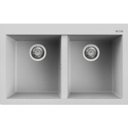 ELLECI QUADRA 350 LMQ35079 Lavello da Incasso 2 Vasche Sopratop Granitek cm. 79 x 50