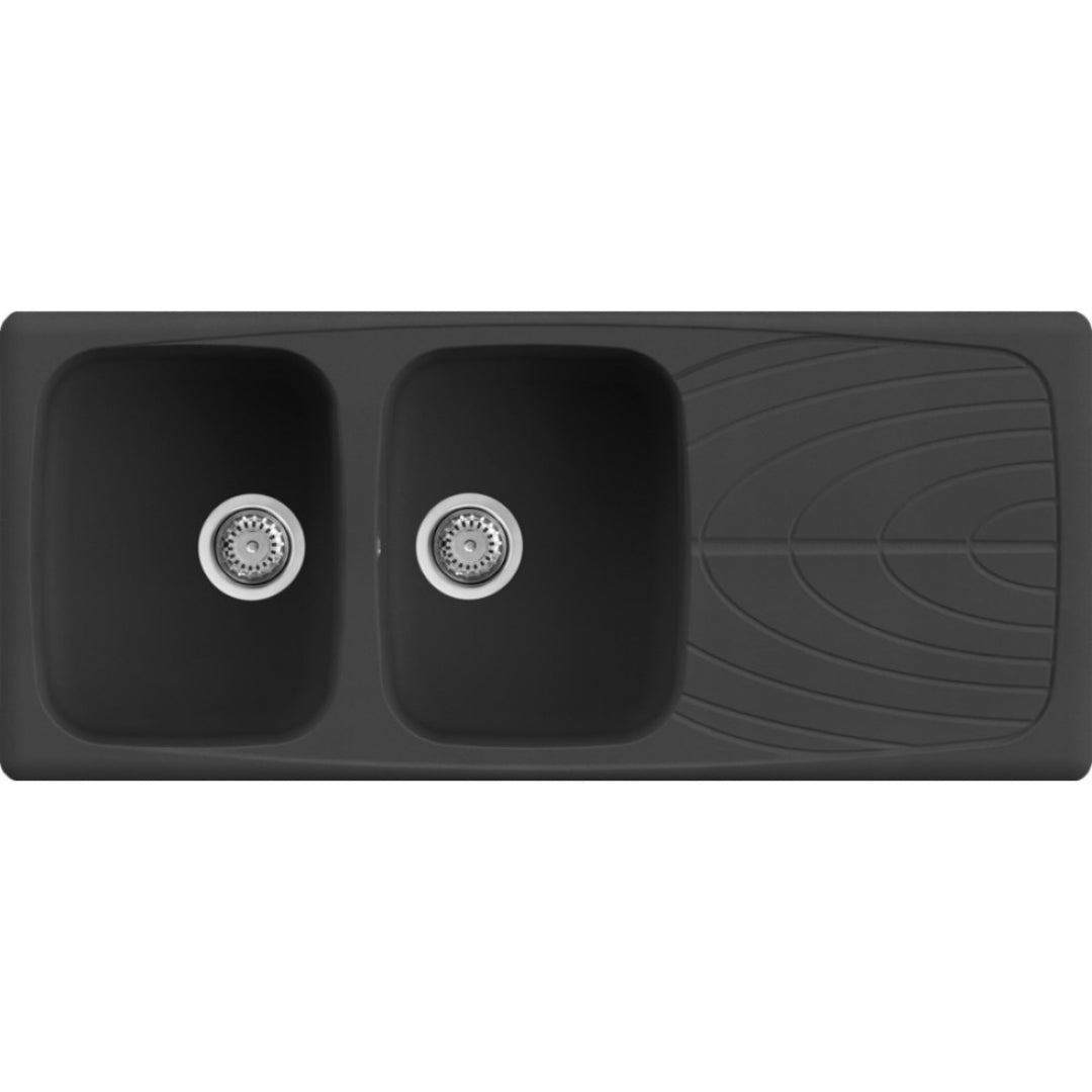 ELLECI MASTER 500 LGM50040 Lavello 2 Vasche Gocciolatoio Nero G40 Granitek Sopratop 116x50