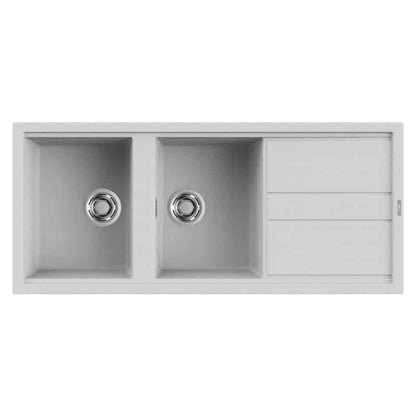 ELLECI BEST 500 LMB50079 Lavello Cucina 2 Vasche Gocciolatoio Incasso Sopratop Aluminium M79 cm. 116 x 51