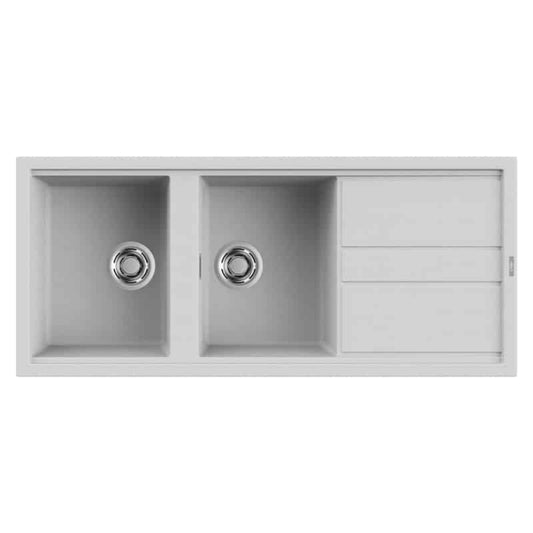 ELLECI BEST 500 LMB50079 Lavello Cucina 2 Vasche Gocciolatoio Incasso Sopratop Aluminium M79 cm. 116 x 51