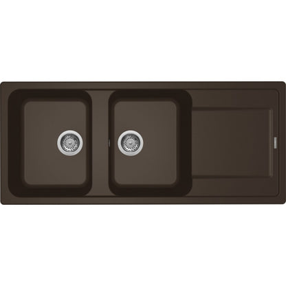 ELLECI LIFE 500 LG250078 Lavello 2 Vasche Gocciolatoio Reversibile Granitek Espresso 116x50