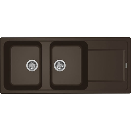 ELLECI LIFE 500 LG250078 Lavello 2 Vasche Gocciolatoio Reversibile Granitek Espresso 116x50