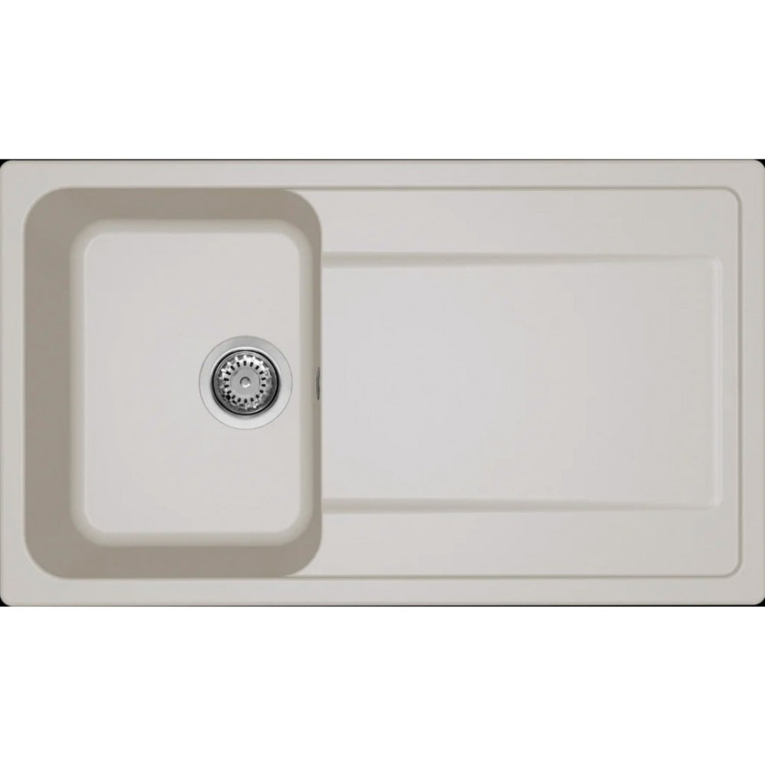 ELLECI LIFE 400 LG240039 Lavello Incasso 1 Vasca con Gocciolatoio Reversibile Granitek Bianco Soft 39 cm. 86 x 50 cm