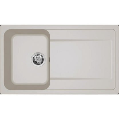 ELLECI LIFE 400 LG240039 Lavello Incasso 1 Vasca con Gocciolatoio Reversibile Granitek Bianco Soft 39 cm. 86 x 50 cm
