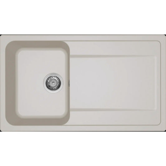 ELLECI LIFE 400 LG240039 Lavello Incasso 1 Vasca con Gocciolatoio Reversibile Granitek Bianco Soft 39 cm. 86 x 50 cm